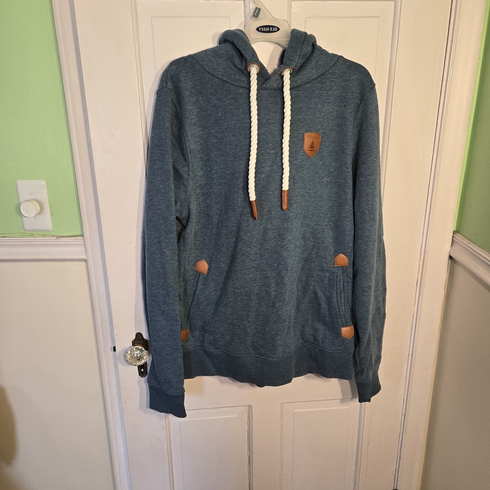 Men'sWanakome Blue Hoodie with Tan Details Size L